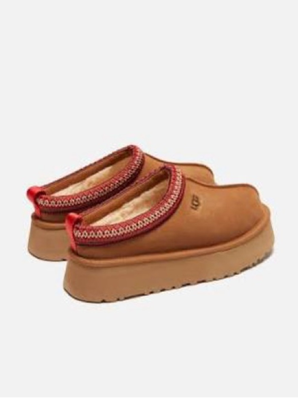 UGG Slip-On 🔥 Suede Mule in Chestnut with Red Trim